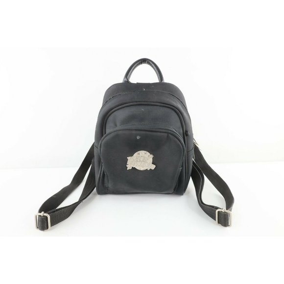 Vintage 90s Streetwear Planet Hollywood Spell Out Mini Backpack Book Bag Black